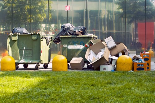 Professional waste removal team at a building site